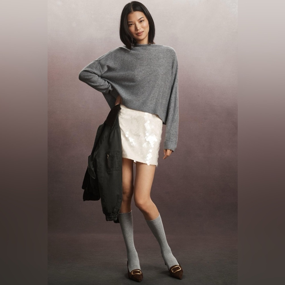❤️HP❤️NWT Size MP - Pilcro The Alani Cashmere Mock-Neck Sweater (100% Cashmere)